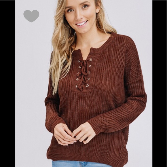 Sweaters - Chunky knit lace up sweater( LAST ONE )